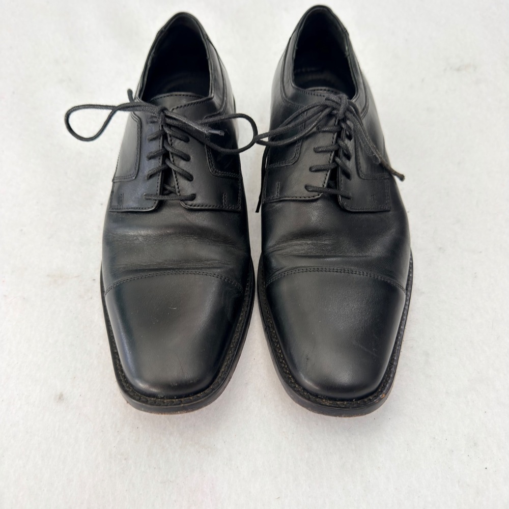 J. Murphy Johnston & Murphy Mens Black Leather Cap Toe Oxford Dress Shoes 8.5 M